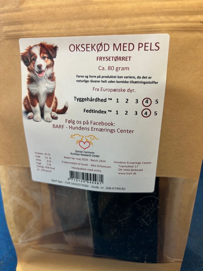 Oksekød med pels frysetørret ca. 80 gram